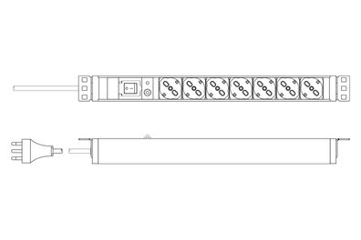 Digitus Steckdosenleiste mit Aluminiumprofil, Überlast, 7-fach