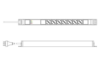 Digitus Steckdosenleiste mit Aluminiumprofil, etzfilter,7-fach