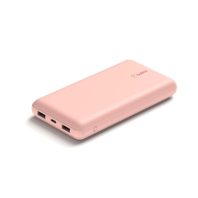 Belkin BOOST CHARGE Powerbank, 20.000mAh 15W, USB-A und -C, rosa