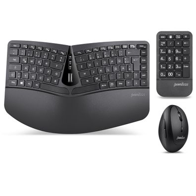 Perixx Periduo-606a DE, 3-in-1 Tastatur- und Maus-Set, kabellos, ergonomisch, sc