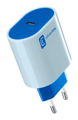 cellularline usb-c charger pd 20w blue