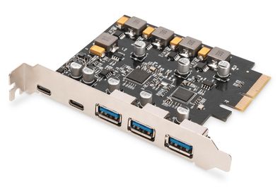 Digitus PCIe Karte 2x USB-C + 3x USB A