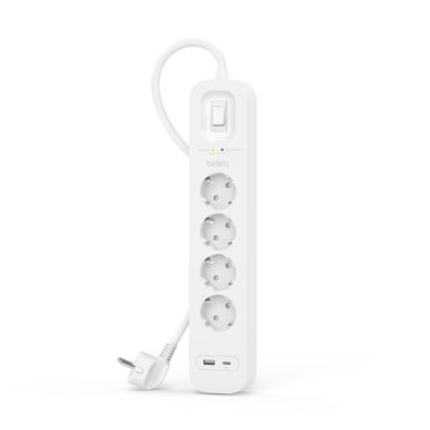 Belkin Surge Plus Steckdosenleiste 4-Fach, 18W 2m Kabel