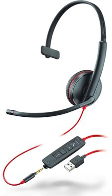 Poly Headset Blackwire C3215 monaural USB-A und 3,5 mm