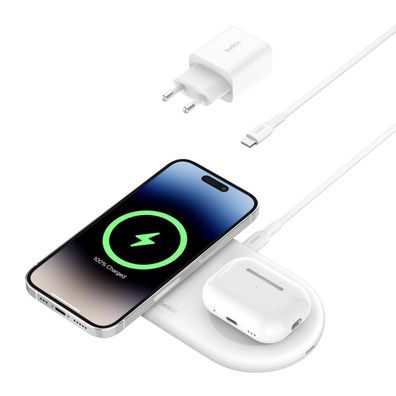 Belkin BOOST CHARGE PRO 2in1 Ladepad Qi2 15 Watt, weiss