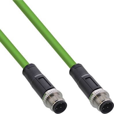 InLine® Industrie Netzwerkkabel, M12 4-pin D-kodiert Stecker/ Stecker, PUR, 3m