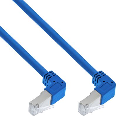 InLine® Patchkabel 2-seitig unten gewinkelt, S/ FTP, Cat.6, 250MHz, blau, 1,5m