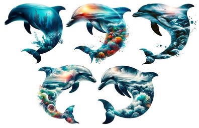 Bügelbild Bügelmotiv Delfin Fisch Meer Ozean Junge Mädchen verschiedene Größen