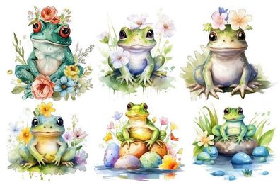 Bügelbild Bügelmotiv Frosch Kröte Teich Blumen Junge Mädchen verschiedene Größen