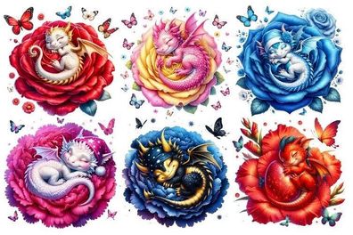 Bügelbild Bügelmotiv Drache Blume Baby Junge Mädchen verschiedene Größen