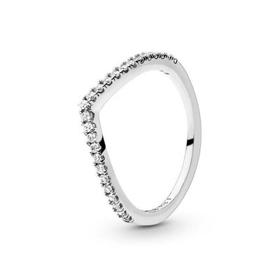 Ring 64 - Silber - Funkelnder Wishbone Ring