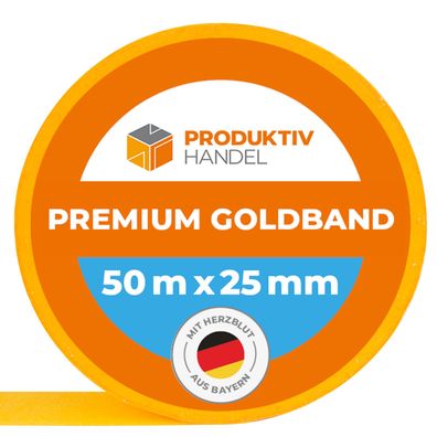 Premium Goldband 50m x 25mm Rolle Klebeband Malerkrepp Abdeckband Kreppband