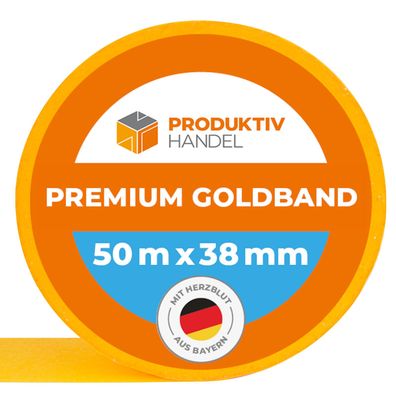 Premium Goldband 50m x 38mm Rolle Klebeband Malerkrepp Abdeckband Malerband