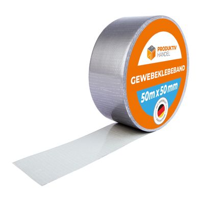 Gewebeband 50m x 50mm silber | Panzertape | Duct-Tape | Gaffa | Gewebeklebeband