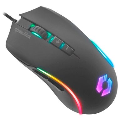 Speedlink ZAVOS LED USB Gaming Maus Gamer Mouse Gummiert 6400dpi Beleuchtung