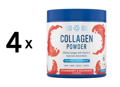 4 x Applied Nutrition Collagen Powder (165g) Strawberry and Raspberry
