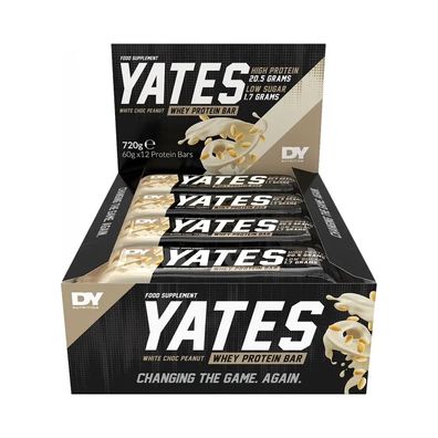 Dorian Yates Nutrition YATES Whey Protein Bar (12x60g) White Choc Peanuts