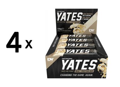 4 x Dorian Yates Nutrition YATES Whey Protein Bar (12x60g) White Choc Peanuts