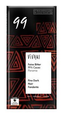 Vivani 6x Feine Bitter Schokolade 99 % Cacao Panama 80g