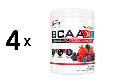 4 x Genius Nutrition BCAA-X5 (360g) Red Energy