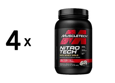 4 x Muscletech Nitro Tech 100% Whey Gold (2lbs) Cookies and Cream