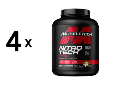 4 x Muscletech Performance Series Nitro-Tech Ripped (4lbs) French Vanilla Swirl