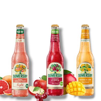Neu! Somersby Pink Grapefruit light-Cherry Apple & Mango Lime 24 x 0,4 L
