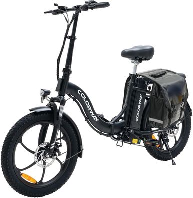 Colorway E-Bike mit Tasche 20 Zoll x 3.0 Fat 250W Faltrad, 36 V/15 Ah Shimano 7 Gang