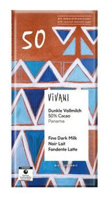 Vivani 3x Dunkle Vollmilch 50% Cacao Panama mit Kokosblütenzucker 80g