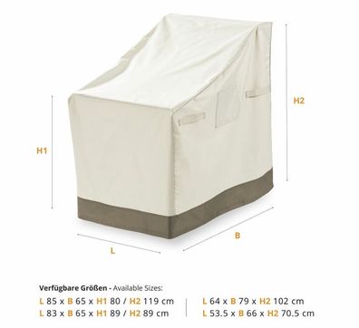 Abdeckung Lumaland Wetterfest Abdeckplane für Stühle Oxford 600D Wasserdicht Beige