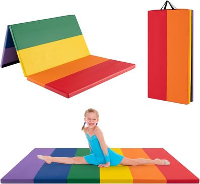 Turnmatte klappbar, 180 x 120cm Weichbodenmatte, Gymnastikmatte 5 fach faltbar aus PU