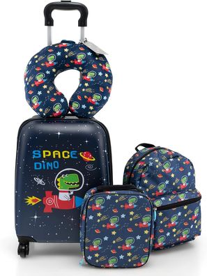 5 teiliges Kinderkoffer + Rucksack, Kindertrolley mit Lunchbox, Gepäckanhänger