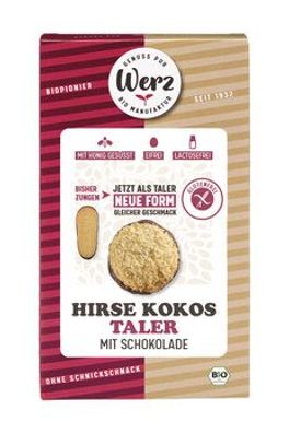 Naturkornmühle Werz 3x Hirse Kokos Taler mit Schokolade, Vollkornkekse, glutenfr