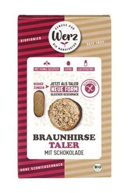 Naturkornmühle Werz 3x Braunhirse Taler mit Schokolade, Vollkornkekse, glutenfrei