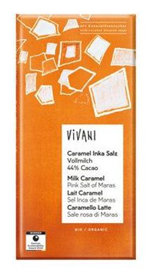 Vivani 3x Caramel Inka Salz Vollmilchschokolade m. 44% Cacao und Kokosblütenzucke