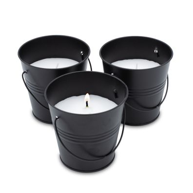 Citronella Duftkerze im Metall Eimer 10cm - 3er Set - Zitronen Duft Aroma Kerze