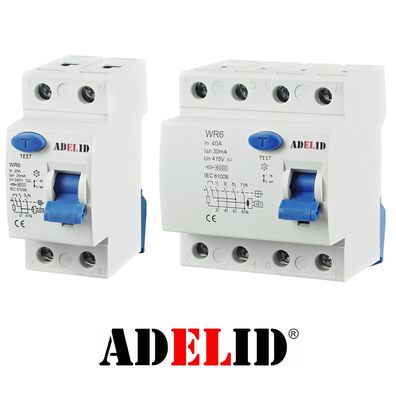 Fehlerstromschutzschalter FI-Schalter RCD 2-polig 4-polig 25A 40A 63A 30 100 300mA