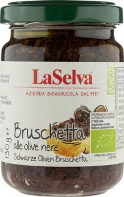 LaSelva 6x Schwarze Oliven Bruschetta - Zubereitung aus schwarzen Oliven 130g