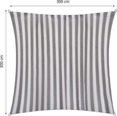 Sonnensegel Quadrat 3x3m Grau-Weiß UV-Schutz Sonnen Segel wasserabweisend HDPE