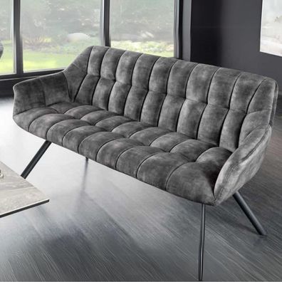 Moderne Sitzbank LYON 165cm mit Lehnen grau Metallgestell schwarz