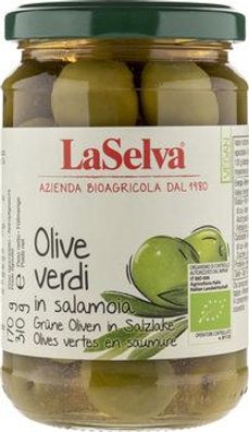 LaSelva 6x Grüne Oliven mit Stein in Salzlake 310g