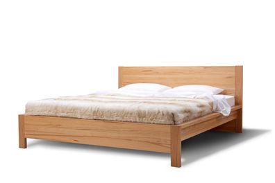 Einzelbett Amsterdam 100 x 200 cm Buche Nuss gebeizt und lackiert mit Kopfteil