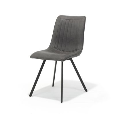 Boxer Stuhl mit Stoff Soft Anthrazit und Fußgestell Metall Schwarz