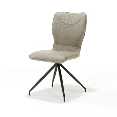 Roma M4 Stuhl mit Stoff Soft Pebble und Fußgestell Metall Schwarz