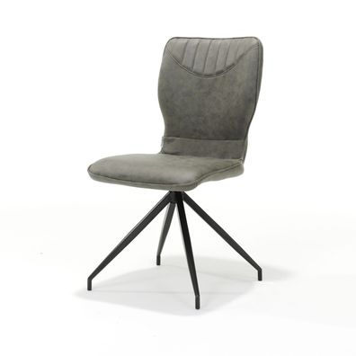Roma M4 Stuhl mit Stoff Soft Steel und Fußgestell Metall Schwarz