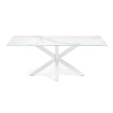 Tisch Argo 180 x 100 cm mit weiß lackierten Stahlbeinen