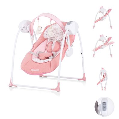 B-Ware Chipolino Babywippe Lullaby klappbar Musik Schwingfunktion, Timer rosa