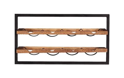 SIDNEY Wandweinregal Mangoholz Metall Natur Schwarz