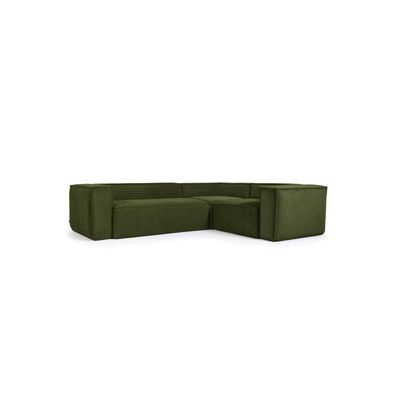 Ecksofa Blok 3-Sitzer dicker Cord grün 290 x 230 cm