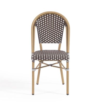 Outdoor Bistro-Stuhl Marilyn 45 x 88 x 59 Rattan Braun, Weiß
